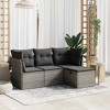 vidaXL 4 Piece Patio Sofa Set with Cushions - Gray Poly Rattan without Storage - 2 of 4