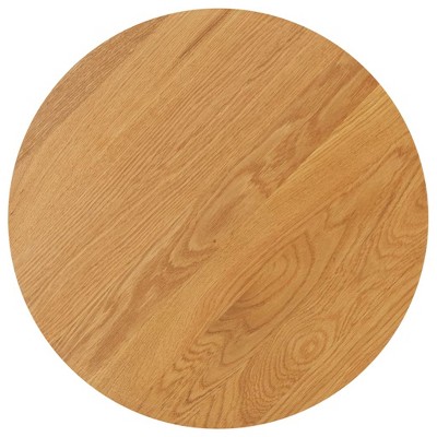 Round Medium Wood and White Oak Accent Table with X-Base
