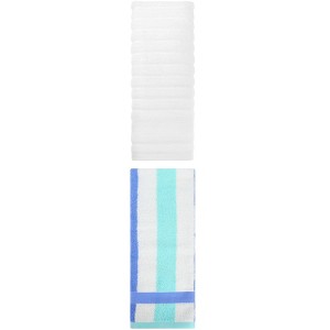 REGALWOVEN Pure Cotton Striped Decorative Hand Towel for Bathroom 14" x 30"/13" x 29" 2 Pcs - 1 of 4
