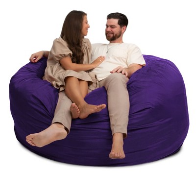 Ultimate Sack 6ft Bean Bag Chair, Oversized Comfortable Indoor Floor Lounger, Giant Foam-Filled Furniture for Relaxing, Purple Suede