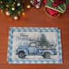 Unique Bargains Christmas Place Mats Flax Light Blue White 11.8"x17.7" 2 Pcs - 2 of 4