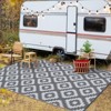 Waterproof, Plastic Straw Area Rug, Large Floor Mat Reversible, Geometric RV Mat for Patio Porch Balcony Backyard  Camping - 3 of 4