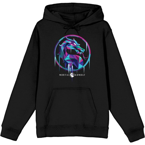 Mens Mortal Kombat Dragon Logo Sub Zero Black Hooded Sweatshirt-S