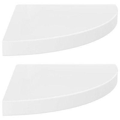 vidaXL Floating Corner Shelves 2 pcs High Gloss White 13.8"x13.8"x1.5" MDF