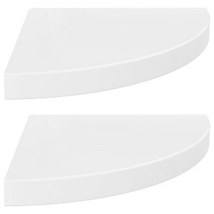 vidaXL Floating Corner Shelves 2 pcs High Gloss White 13.8"x13.8"x1.5" MDF - 1 of 1