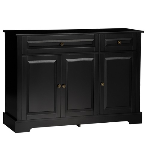 HOMCOM Sideboard Buffet Cabinet, Modern Kitchen Cabinet with 2 Drawers and  Adjustable Shelves, Coffee Bar Cabinet for Living Room, Black