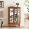 Racxily 2-Door Curio Cabinet, Tempered Glass with Mirrored Back & Adjustable Shelves, Lighting Included - 3 of 4
