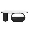 Sapphtopaz Luxury Industrial Oval Coffee Table with ith Storage Shelf & Drawer, Modern Coffee Table for Living Room – Sturdy Metal Frame Center Table - 3 of 4