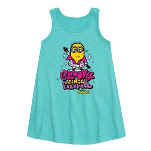 Girls' - Despicable Me Minions - Groovy Since Forever Graphic Sleeveless Aline Dress - 1 of 3