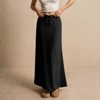 Women's Drawstring Elastic Waist Casual Skirt Tie Front A Line Maxi Skirt - 3 of 4