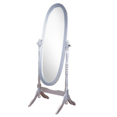 ALEXOUN 59.25 inches Wooden Floor Free Standing Mirror,Traditional Style Oval Dressing Cheval Mirror for Living Room Bedroom Cloakroom