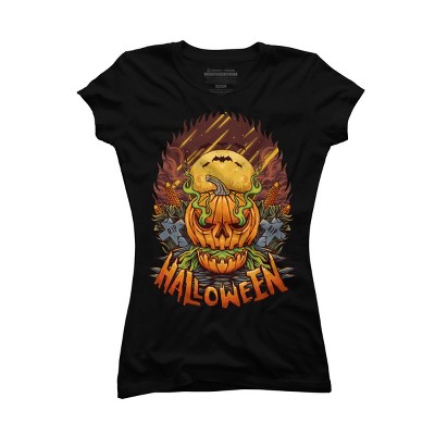 Junior's Design By Humans halloween By arjanaproject T-Shirt