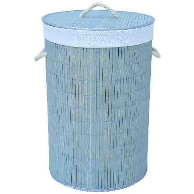 Home Basics Round Bamboo Hamper, Grey