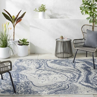 Hauteloom Basma Blue Marble Area Rug