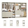 Besiost Set of 4 Closet Organizer System with Wood Drawers, 104-In Freestanding Wardrobe with Mirror and Hanging Rods - 4 of 4