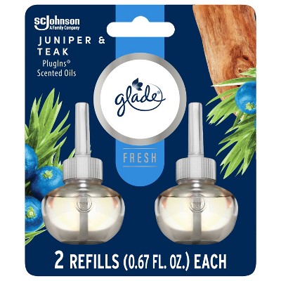 Glade PlugIns Scented Oil Air Freshener Refills Juniper & Teak - 1.34 fl oz/2pk