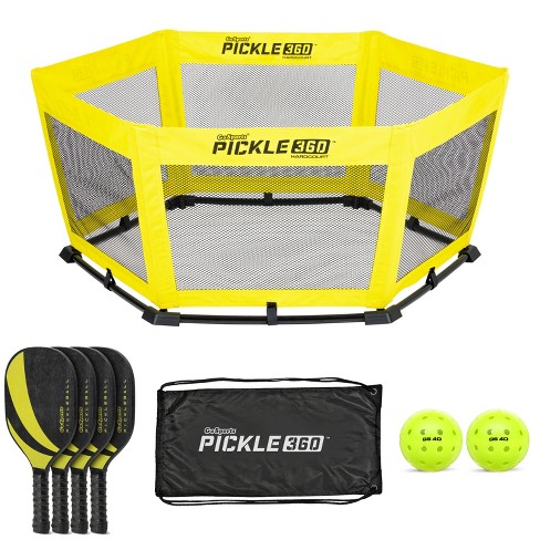 GoSports Pickle 360 Hardcourt Game Set - Pickleball Meets Roundnet - Hard Surface Paddle Ball Game - Yellow - image 1 of 4