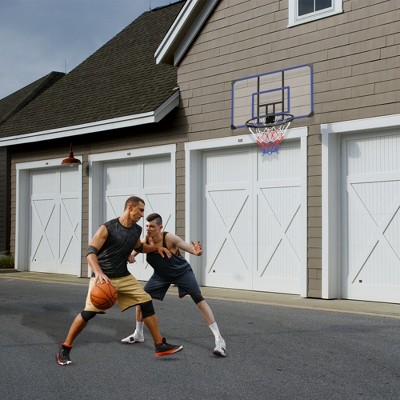 RISOKEYS Wall-mounted basketball hoop, 28.5 x 18 inches shatterproof back, folding hoop, durable hoop and all-weather mesh