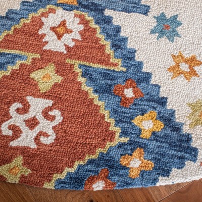 Aspen Handmade Ivory & Blue Wool Round Area Rug - 7' Diameter