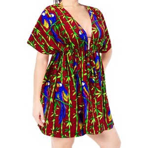 HAPPY BAY Women's Summer Short Vacation Loose Bathing Suit Dress Flowy Swimsuit Cover ups Tops for Women X-Large-XX-Large Red Tree - 1 of 4