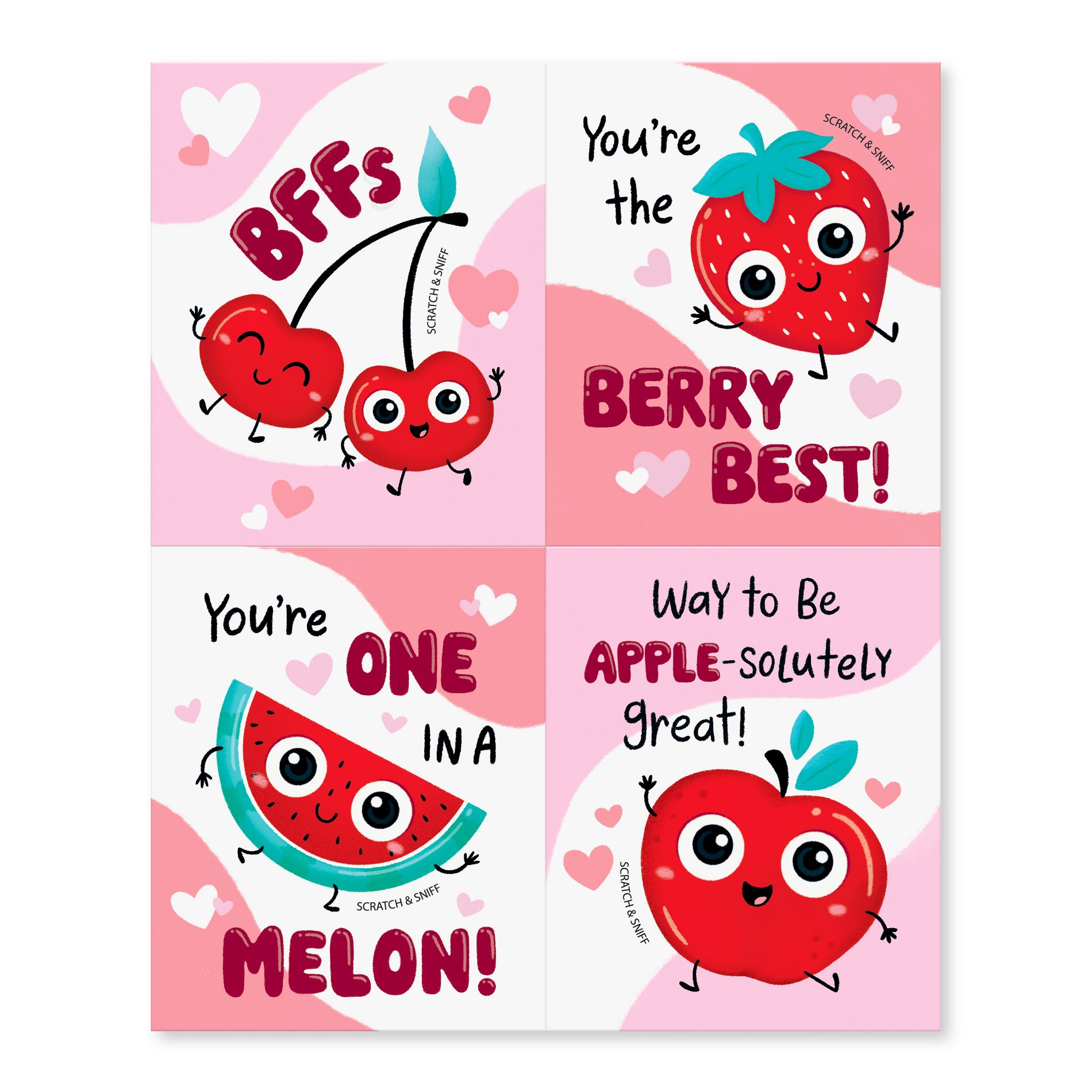 28ct 7 Sheets Valentine's Day Scented Classroom Pack Stickers Scented Fruit