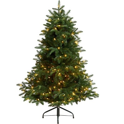 Nearly Natural 4-ft South Carolina Spruce Artificial Christmas Tree with 200 White Warm Lights and 848 Bendable Branches