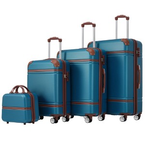 Naysaye Luggage 4 Piece Set with Compression Packing Cubes Expandable Spinner Wheels TSA Lock for Travel, Blue, 31.62"*20.54"*12.46" - 1 of 4