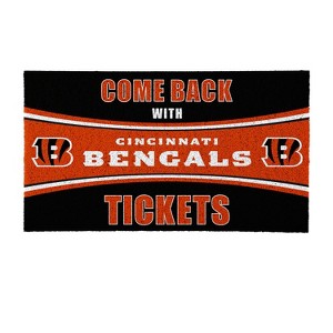 Evergreen Come Back with Tickets Cincinnati Bengals 28" x 16" Woven PVC Indoor Outdoor Doormat - 1 of 4