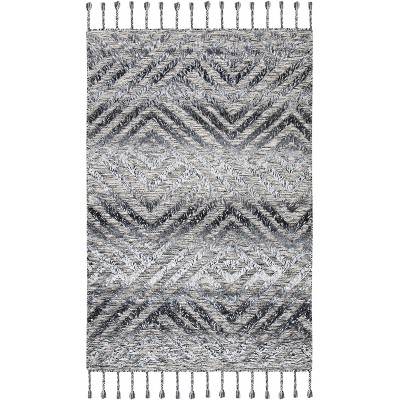 Casablanca Csb401 Hand Knotted Wool-viscose Blend Rug - Charcoal- 4' X ...