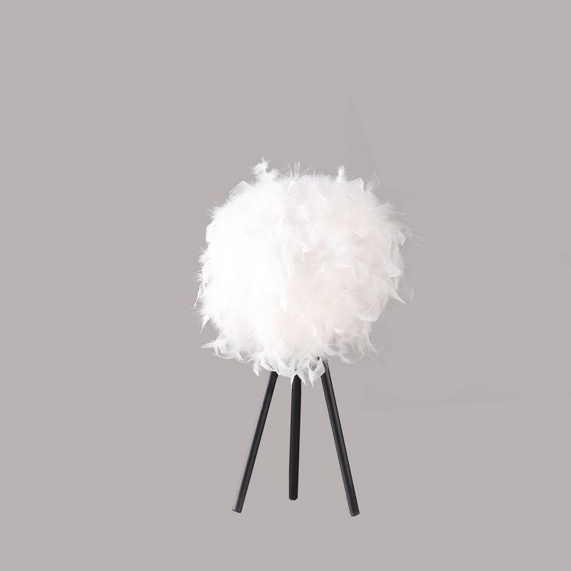 20.5&#34; Pure White Feather Shade Tripod Modern Metal Table Lamp - Ore International, 1 of 6