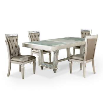 5pc Jenra Expandable Top Dining Set Champagne/Warm Gray - HOMES: Inside + Out