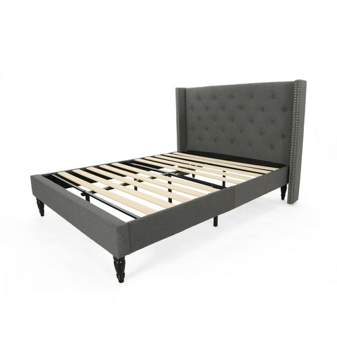 Queen Roz Upholstered Traditional Bed Charcoal Gray - Christopher ...