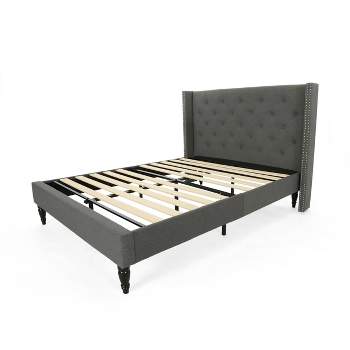 Queen Roz Upholstered Traditional Bed Charcoal Gray - Christopher Knight Home