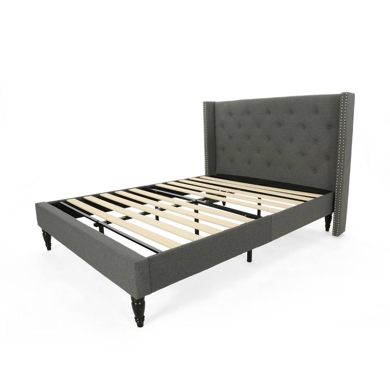 Queen Roz Upholstered Traditional Bed Charcoal Gray - Christopher Knight Home, 1 of 6