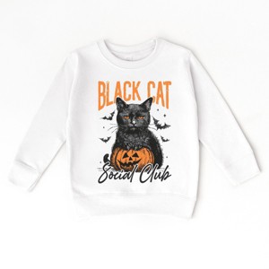 Black Cat Social Club Pumpkin - Toddler Graphic Sweatshirt and Youth Graphic Sweatshirt - 1 of 3