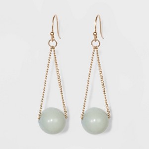 Chain and Semi-Precious Aventurine Bead Drop Earrings - Universal Thread Mint, Women