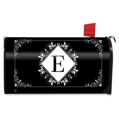 Briarwood Lane Mailbox Cover  - Standard Size - Black and White Monogram E Mailbox Cover