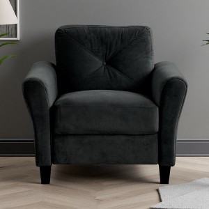 Velvet Arm Sofa with Supportive Cushions - 1 of 4