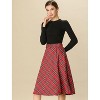 INSPIRE CHIC Women's Tartan Plaid High Waist Belted Vintage A-Line Midi Skirt - 2 of 4