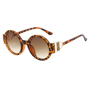 Anna-Kaci Women's Round Frame Sunglasses with Gold Temple Hardware and UV400 Lenses for Retro Modern Style - 1 of 3