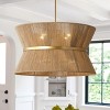 Dewdrop 24.02''Boho Pendant Light 10 Light Woven Jute Hourglass Satin Brass Rod Ring ETL Kitchen Island - 3 of 4