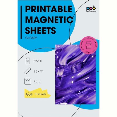 PPD Glossy Printable Magnetic Sheet 8.5x11" 10 sheets for Inkjet Printers