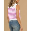 Coolmee Women's Striped Button Down Sweater Vest Casual V Neck Sleeveless Knitted Tank Tops - 2 of 4