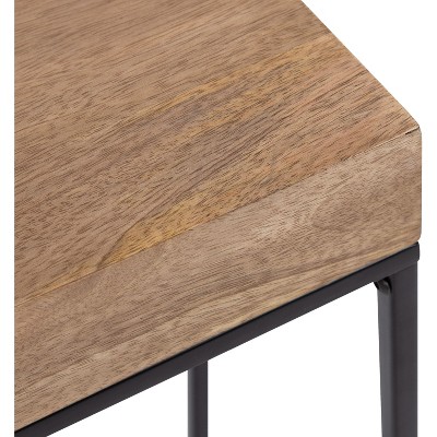 Natural Mango Wood and Black Metal Slim Side Table