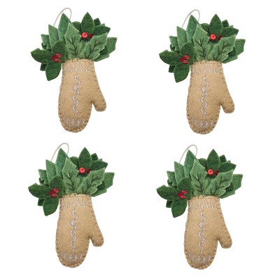 Park Designs Mittens Felt Ornament Set of 4
