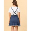 Allegra K Women's Adjustable Strap Ruffle Hem Frayed Mini Suspender Denim Skirt - 4 of 4