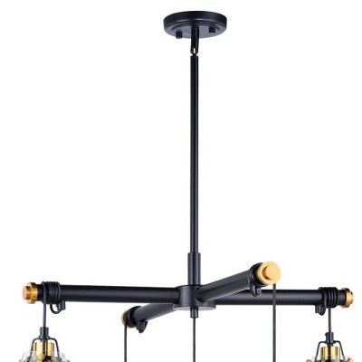 Kassidy Industrial 5-Light Chandelier in Black and Natural Brass