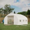 Outsunny Walk-in Tunnel Greenhouse with Zippered Mesh Doors & Roll-up Sidewalls, Upgraded Hot House, White, 11.5' x 10' x 6.5' - image 3 of 4