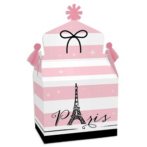 Big Dot of Happiness Paris, Ooh La La - Treat Box Party Favors - Paris Themed Baby Shower or Birthday Party Goodie Gable Boxes - Set of 12 - 1 of 4