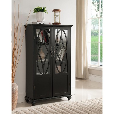 Kings Brand Furniture- Halswelle 2-DoorCurio Bookcase Cabinet with Glass Doors